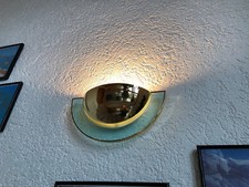 Designer goldenfarbene Halogen Wandleuchte-Wandlampe - mit Glas & in Goldfarben