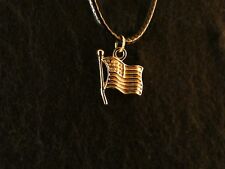 USA Flagge mit Kette 24 Karat Vergoldet Halskette Amerika Fahne Vereinigte Gold