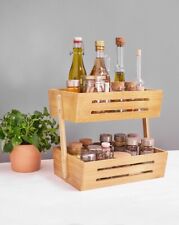 Bambus Organizer 2 Ebenen Gewürzregal Obstschale Gemüseschale Behälter Regal