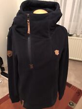 NAKETANO Damen Fleece Kapuzenpullover Mit Halbem Reißverschluss  Grösse M Navy