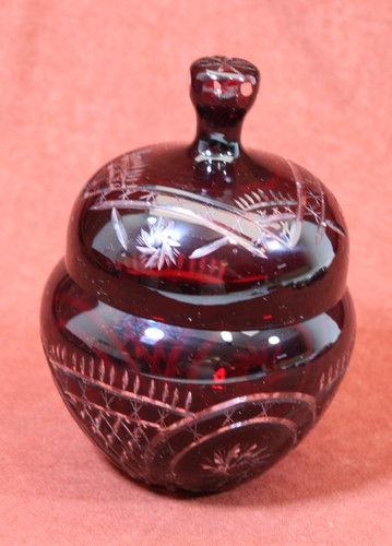 Glas deckeldose rubinrot - rubinrot, mit