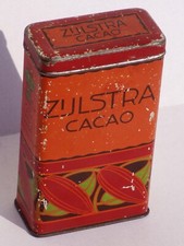 ZIJLSTRA CACAO 10% KORTING Jugendstil 2-teil. Kakao-Blechdose um 1900-1910 → RAR