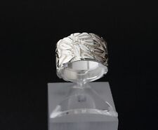 Breiter Silberring Blätter