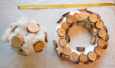 Styropor Kranz Halbring und Kugel mit Holz Astscheiben Basteln, Konvolut