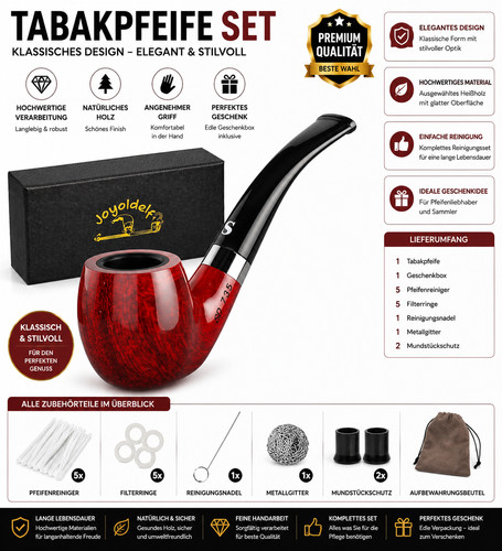 Tabakpfeife set gebogen mit - set,
