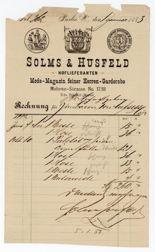 Rechnung solms husfeld - -,