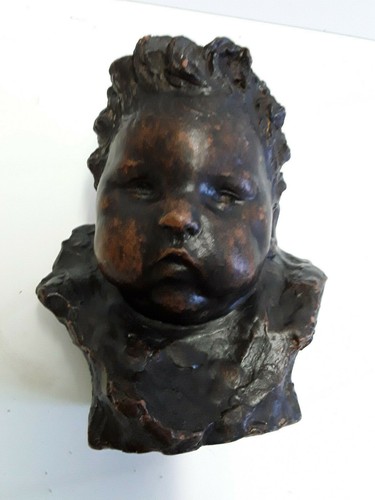Terracottafigur putto büste - terracottafigur,