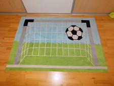 Kinderzimmer Teppich Fußball Tor grün blau ca. 198 x 137 cm