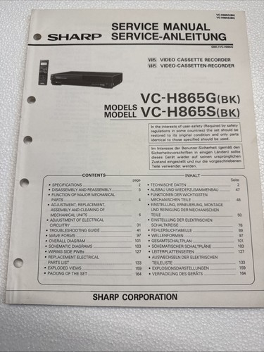 Sharp service anleitung vhs - service,