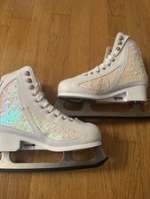 Hudora Schlittschuhe Glamour Pailetten  Weiss Perlmutt Gr 35-38