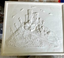 Wandbild-Stuck Relief aus Gips-Medallion -Burgruine-Ritter-Mittelalter