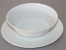 Fürstenberg Schloss Corvay Perlrand, weiß Saucière 1-teilig m. Unterteller