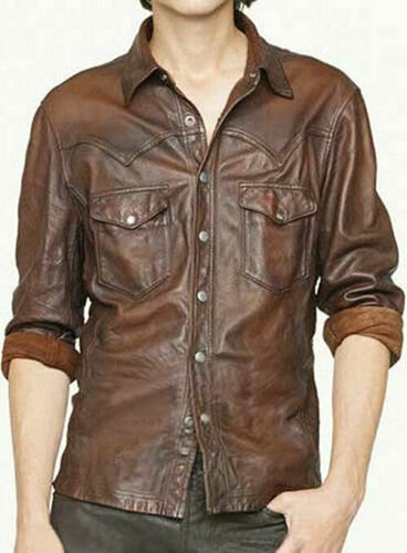 Cool herren braunes leder hemd - herren,