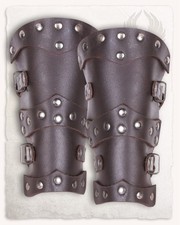 Mytholon Tobi Armschienen Leder Braun Larp Mittelalter Reenactment #11142