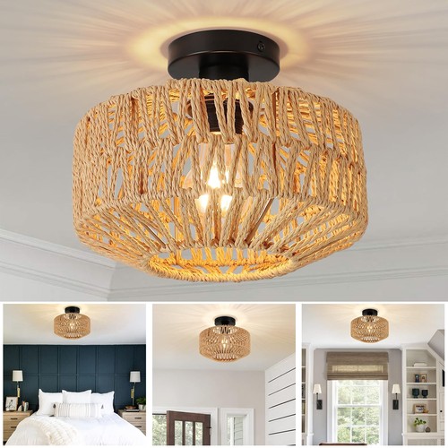 Boho deckenleuchte mit rattan - boho,