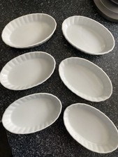 Creme-Brulee Schalen 6er Set Snackschalen Schalen weiß oval  13cm x 8 cm