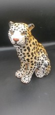 Leopard Gepard Jungtier Keramik handgefertigte aus Italien Vintage 70er Jahre