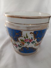 antiker Blumentopf Übertopf Cachepot handgemalt Blütenranken Goldkruste