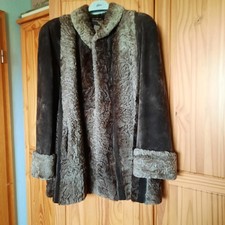 Pelzmantell Damen Wildleder