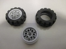 LEGO; Technic; 2 Stück; Rad; Räder; 20 x 30 mm; schwarz; Felge; grau; 6582; (K)