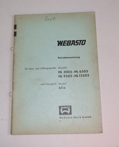 Webasto bedienungsanweisung - webasto,