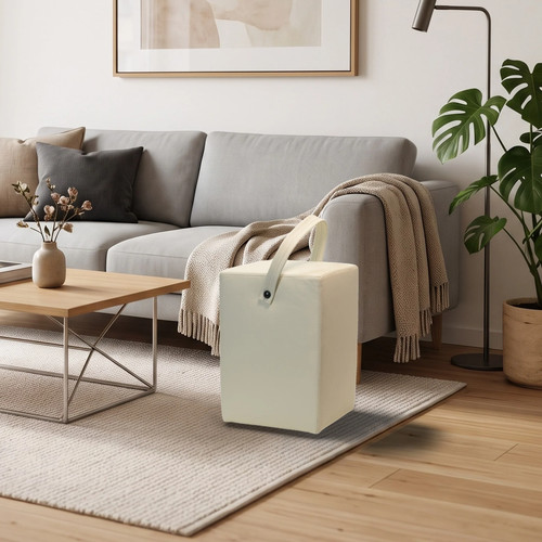 Hocker linus creme aus echtem - aus,