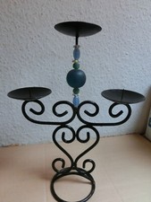 ausgefallener  schwarzer  Metall Kerzenständer 3-fach - Handarbeit