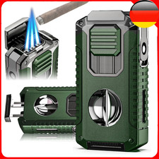 Multifunktions Taschenlampe Feuerzeug mit Cutter, Punch, Halter,Triple Jet Flame