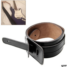  Leder Gitarrengurt Strap Verstellbar Schwarz Leder Elektrische Akustikgitar