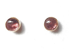 Schmuck-stck Turmalin Ohrstecker rund Grün Rosa vergoldet  Stecker klein Silber
