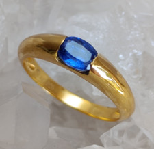 Kyanit Heilstein Ring Handarbeit 925 Sterlingsilber vergoldet Größe 60 R2037