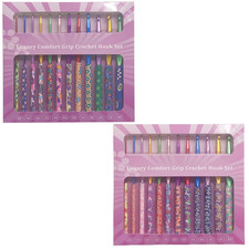 12 Gemustert Aluminium Gummigriff Häkelnadel Set Häkelhaken 2-8mm Häkelnadelset