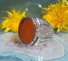 Ω orientalischer Ring Onyx rot Mäander Schlaufen Silber 925 Gr 18,4