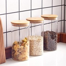 3x Vorratsglas aus Glas Vorratsgläser Vorratsdose Glasbehälter mit Bambus Deckel