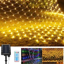 Solar Lichternetz 8Modi Außen Lichterkett Garten Lichtervorhang Deko Fenster LED