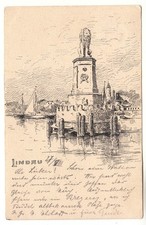 Lindau im Bodensee alte Künstlerkarte 29.08.1907 (Bodolz Wasserburg Nonnenhorn)