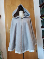 EDLER HELLGRAUER GUGEL KURZ CAPE UMHANG m. Borte *MAYA *GOTHIC, LARP, MA