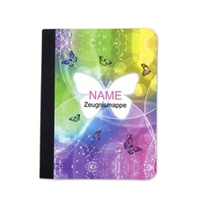Zeugnismappe Mädchen Schmetterling personalisiert mit Name Urkundenmappe A4+
