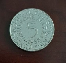 Münze BRD Silberadler 5 Deutsche Mark 1958 F 