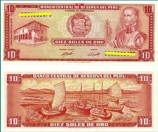 PERU 10 Soles 1972 Unc P  100c  665#D Kassenfrisch..