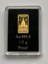 Gold-Barrenmünze Frauenkirche Dresden 999,9 Feingold 0,5g Neu , sehr rar !