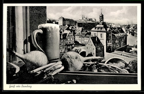 Ansichtskarte bamberg blick - ansichtskarte, bamberg,