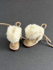 Beige Lederstiefel mit Fell