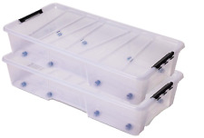 2x Unterbettbox Rollbox Aufbewahrungsbox mit Deckel 35L Spielzeugkiste Rollen