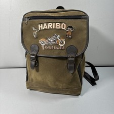 Haribo Traveller Rucksack Braun Oliv Kunstleder Werbung 29x40x13 cm Vintage