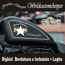 PAAR AUFKLEBER ZEILEN RAND + LOGO X TANK MOTORRAD CUSTOM HARLEY DAVIDSON