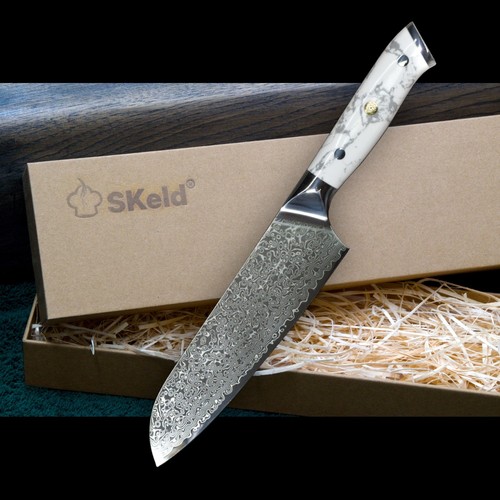 Damast santokumesser - 18, |