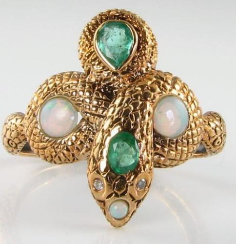 Snake 9ct gold ring - snake,