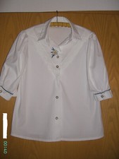 Neu !! Damen Trachtenbluse weiß halbarm, Spitze+Stickerei Gr.42 Chiemseer Tracht