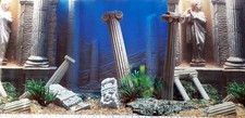 Aquarium Fotorückwand 149x48cm antike Säulen + wenig Pflanzen gebraucht
